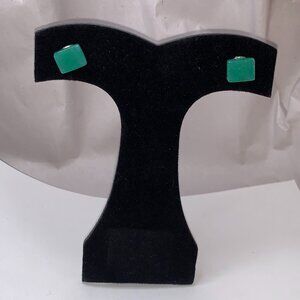 10x8mm Rectangular Green Aventurine Post Earrings